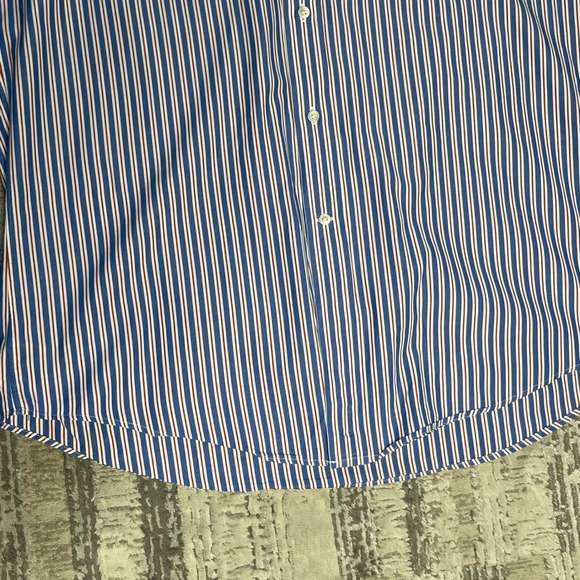 Faconnable Mens Red Blue White Striped Button Down Shirt Long Sleeve 5 16.5 R - Picture 4 of 9